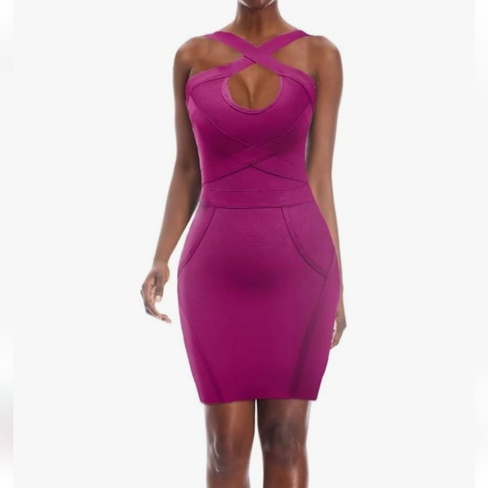 NWT Hybrid & Company Strapless Magenta Bodycon Dress Large